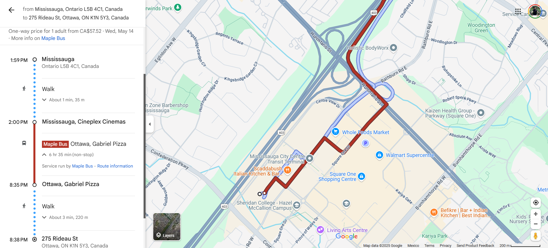 Google Maps routes