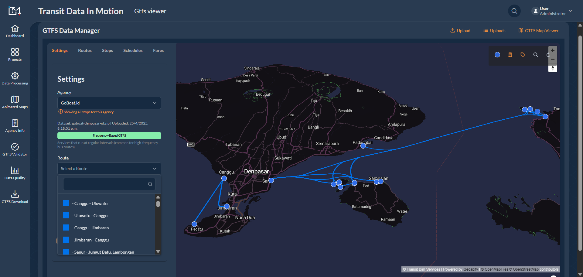 Integración GTFS para Google Maps