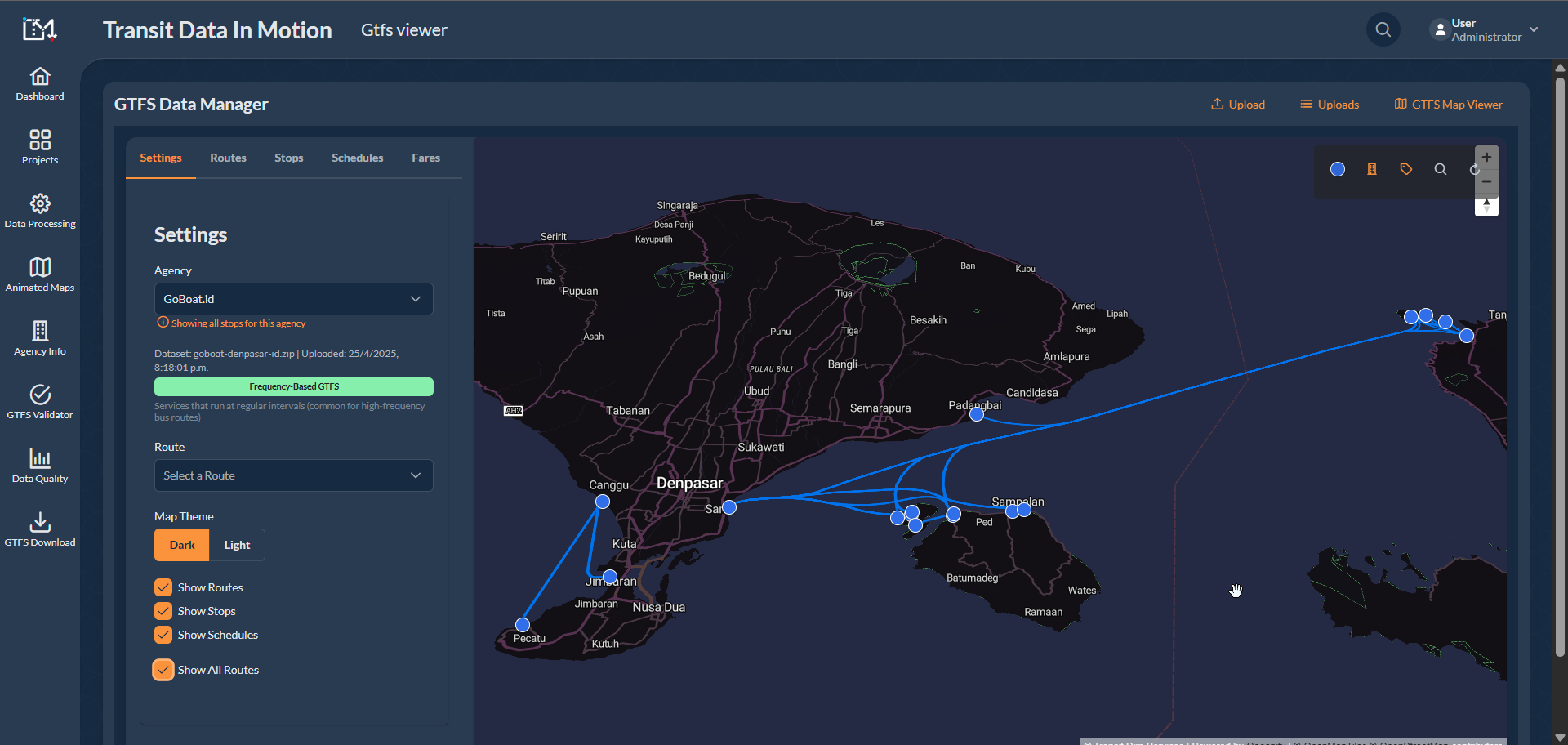 Interfaz de gesti贸n de flota GoBoat