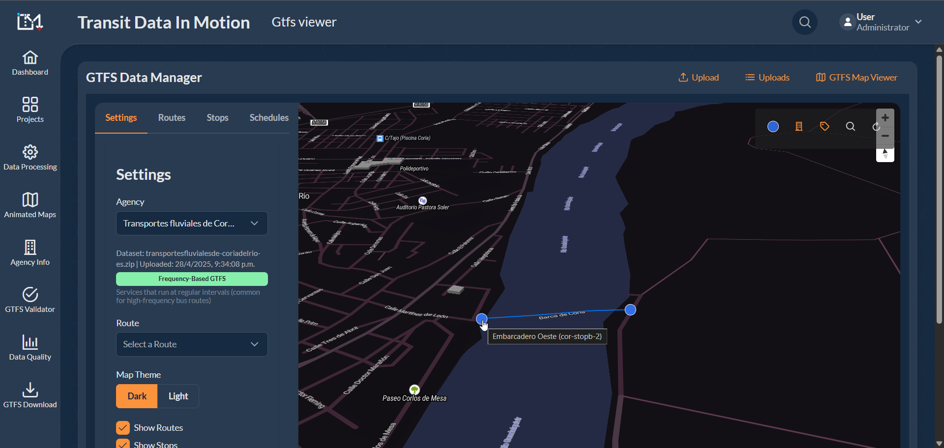 Optimizaci贸n de rutas Transfluvial